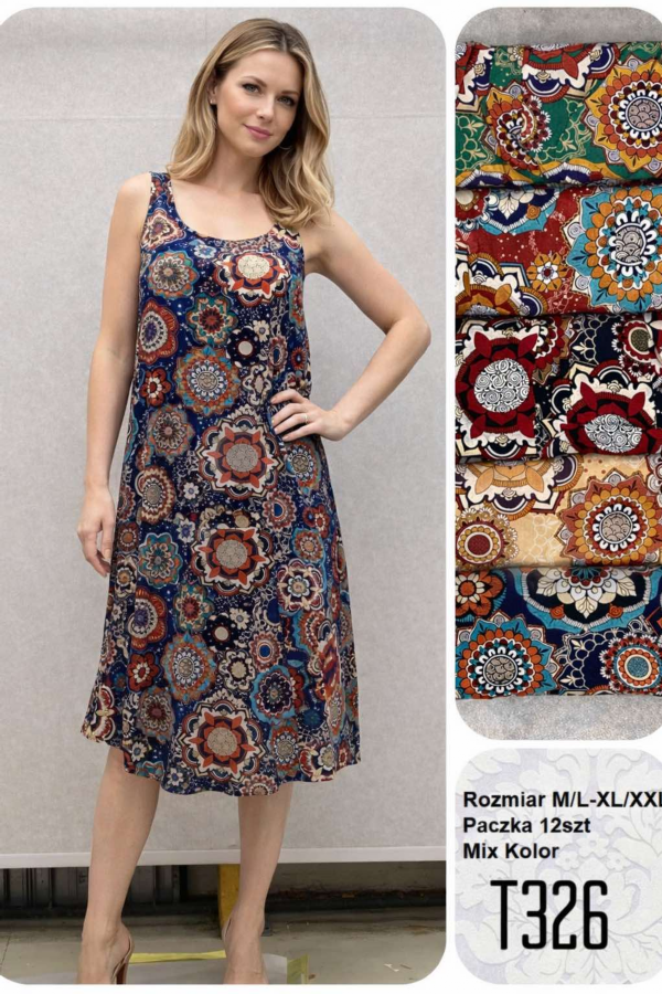 Sukienki damskie Roz M-2XL, Mix Kolor .Paczka 12 szt